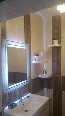 Ванная комната. Зеркало влагостойкое с подсветкой. Пескоструйный рисунок