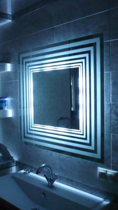 Ванная комната. Зеркало влагостойкое с подсветкой. Пескоструйный рисунок